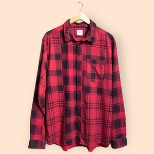 Urban Outfitters BDG Vintage Wash Red Flannel Shirt Cotton Plaid Casual MENS L